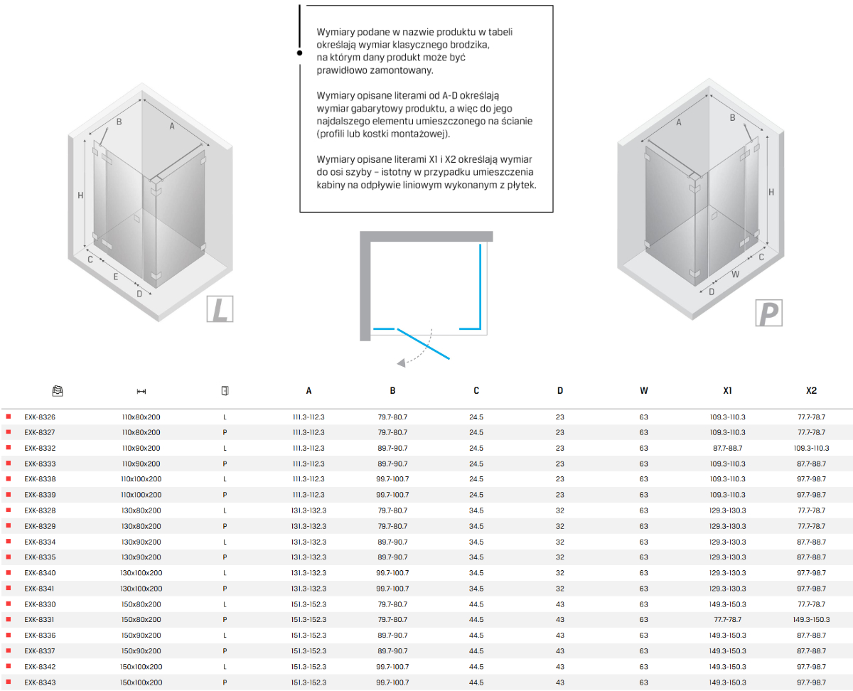New Trendy eventa drzwi prysznicowe